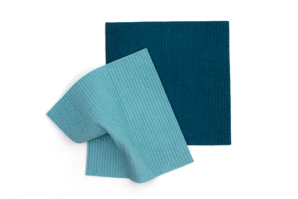 100% Compostable Sponge Cloth Organic Dyed 2pk - Marine