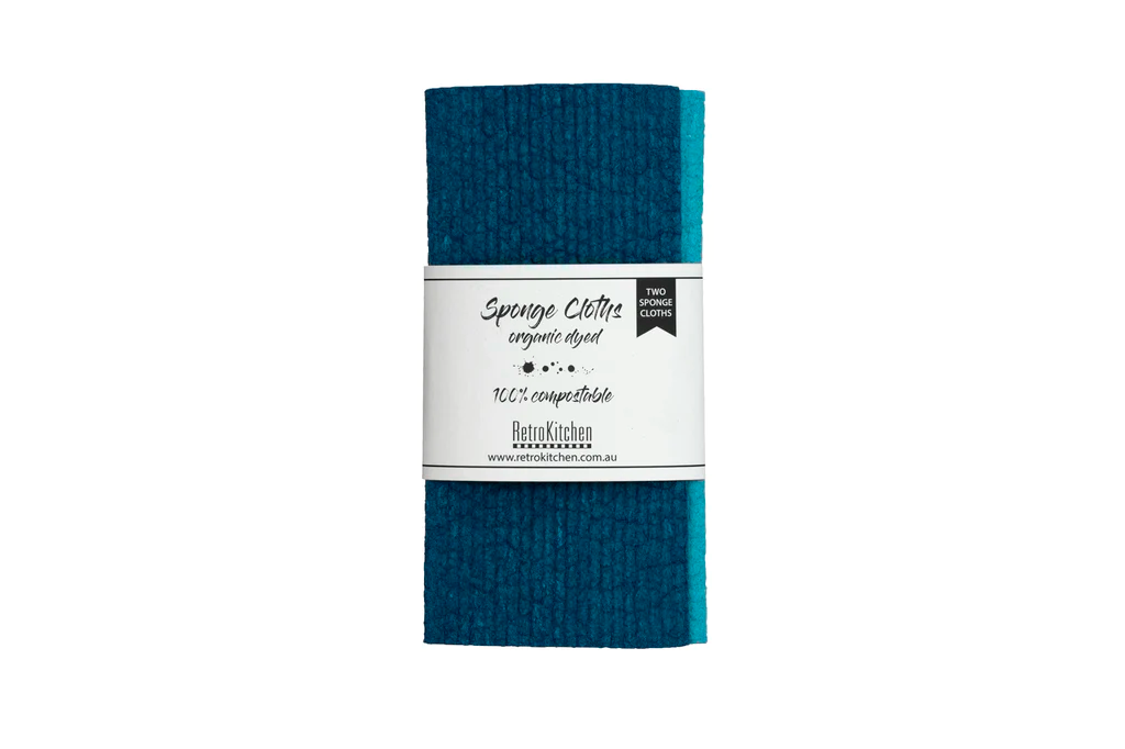 100% Compostable Sponge Cloth Organic Dyed 2pk - Marine